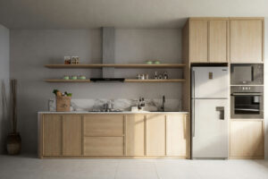 Moderne Küche mit Holz